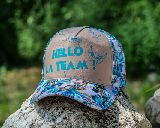 Casquette Collector Bleue Beige HELLO LA TEAM !